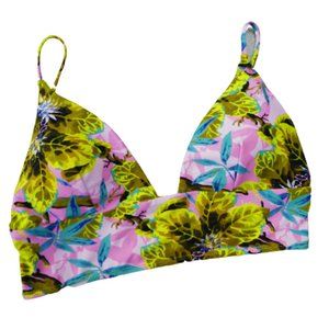Topshop Tropical Halter Sports Top Padded Pink Neon Green Blue Brown Adj Straps